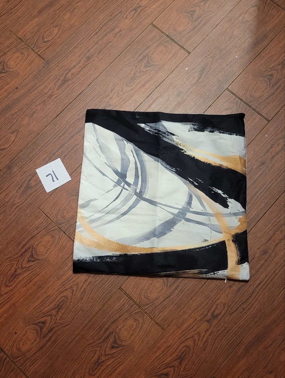 Abstract Brushstroke Decorative Throw Pillow Cover in Black, Cream, and Gold